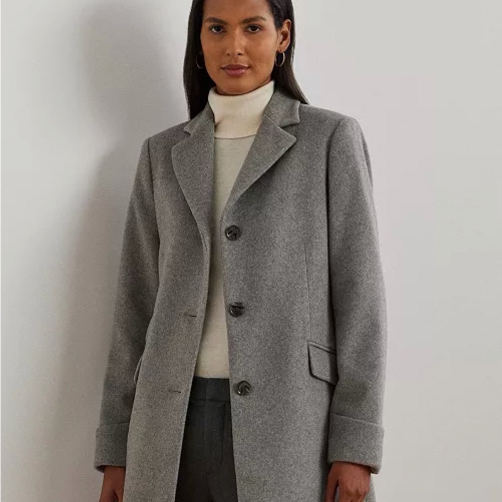 Lauren Ralph Lauren Women's Single-Breasted Walker Coat, Light Heather Grey 12